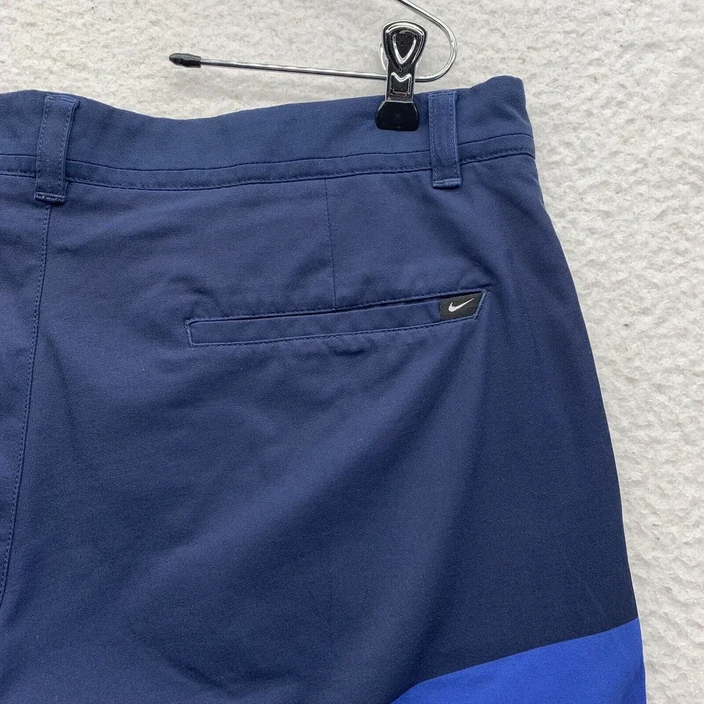 Nike Golf Shorts Mens 37x11 (Tag 34) Standard Fit Chino‎ Wicking Blue Colorblock